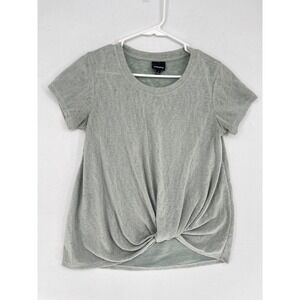 Wallpapher Women Twist Front Short Sleeve T-Shirt Gray Knit Casual Top Size S